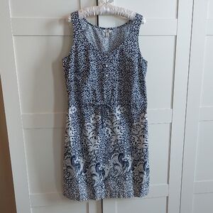 G.H. Bass & Co. Navy and White Patterned Midi Dress